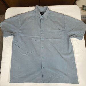 J. Ferrar Short Sleeve L Viscose Blue Casual Button-Down Shirt